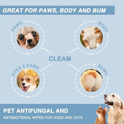 Vista 5 de Toallitas naturales antifúngicas y antibacterianas para perros
