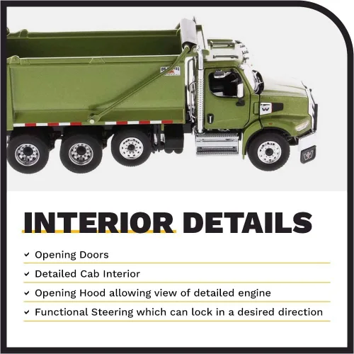 Vista 4 de 1:50 Western Star Tándem con eje empujador y carrocerías buey vertedero de estampida – Capó de apertura, motor diesel Detroit, puertas de apertura