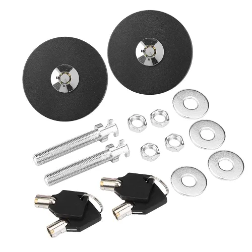 Vista 9 de Bloqueo de capó del motor, aleación de aluminio universal para automóvil, cubierta de capó de motor, kit de pasador de llave de bloqueo