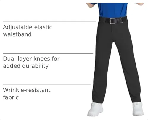 Vista 4 de QBK 2T 3T 4T 5T to 17 años Niños Pantalones de Béisbol Pantalones Pantalones de Softbol Niños Tee Ball Pantalones Negro
