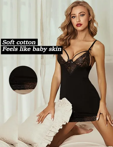 Vista 6 de Avidllove - Lencería de encaje para mujer, lencería sexy con cuello en V