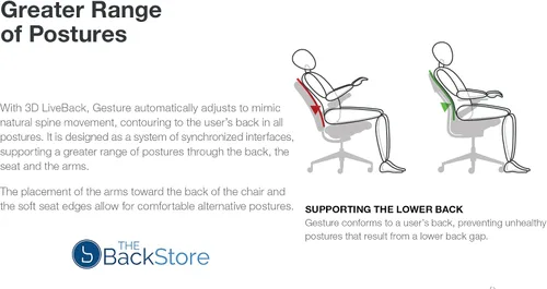 Vista 7 de Steelcase - Silla de escritorio Gesture con reposacabezas, soporte lumbar y estructura negra