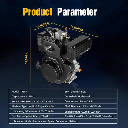 Vista 8 de Motor diesel 10HP, motor diesel de 418CC 4 tiempos