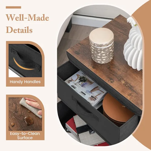 Vista 6 de GOFLAME Cómoda de tela con 2 cajones, mesita de noche para dormitorio, mesita de noche con contenedores y asas de tela extraíbles, mesa auxiliar