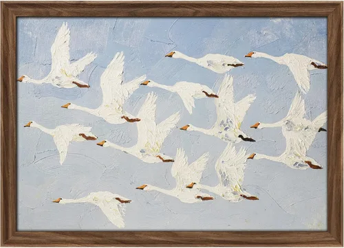 Vista 235 de MUDECOR Lienzo enmarcado prémium para pared, pinos nevados en bosque de invierno, ilustraciones modernas, arte contemporáneo, escénico, divertido