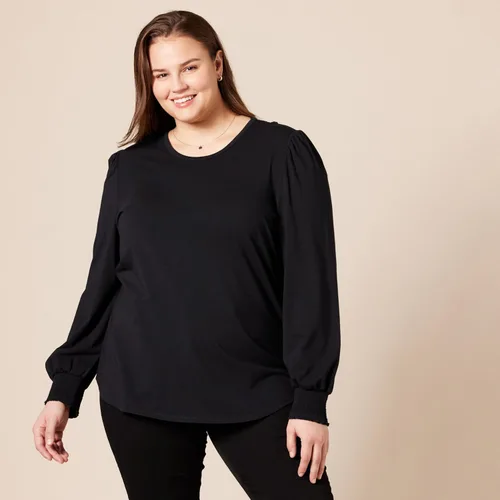 Vista 6 de Tienda Essentials - Camiseta de manga larga con cuello redondo y puños fruncidos para mujer