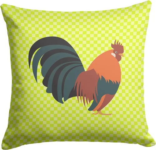 Vista 170 de Caroline's Treasures BB8163PW1414 Beltsville - Almohada decorativa de tela a cuadros pequeños, color blanco, pavo y gallina azul, lavable a máquina