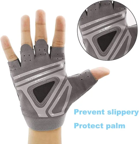 Vista 2 de Luwint Guantes de yoga sin dedos para mujer, antideslizantes, acolchados, para pilates, fitness, entrenamiento, entrenamiento, ejercicio, accesorios