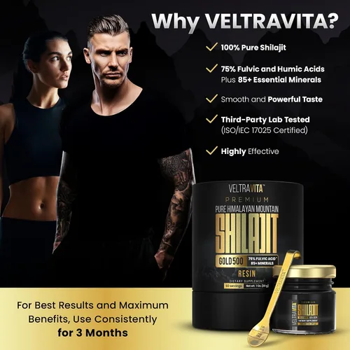 Vista 7 de Resina Shilajit del Himalaya 100% pura oro 500 orgánico 75% de ácido fúlvico de alta potencia, ácido húmico y más de 85 oligominerales Energía