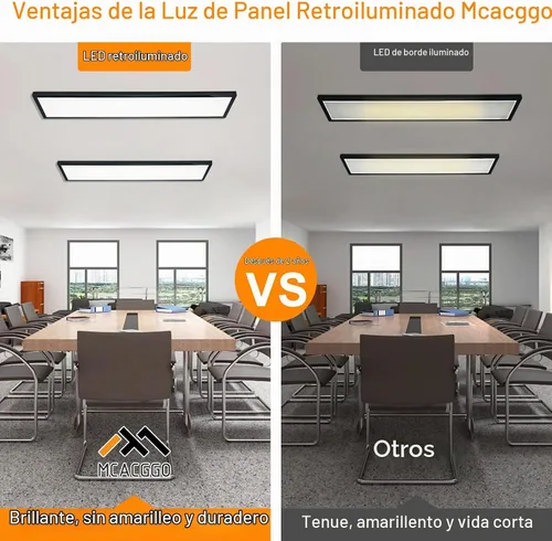 Vista 4 de Lámpara de panel plano LED negra de 1 x 4, montaje en superficie, paquete de 2