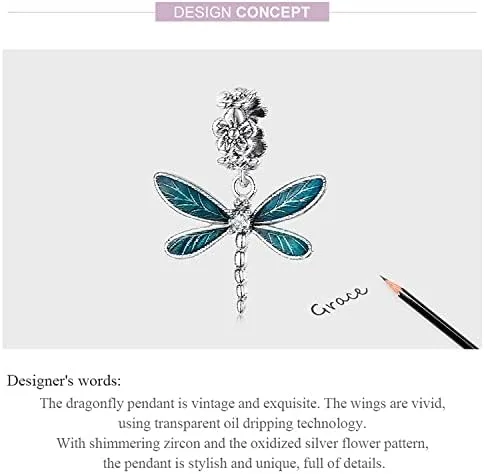Vista 5 de RUKYF Bead Charms for Bracelets and Necklaces Sterling Silver Dragonfly Cat Coffee Cup Heart Charms for Women Girls Bracelets