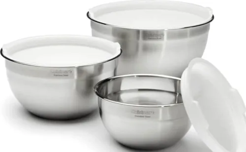 Vista 8 de Cuisinart CTG-00-SMB tazones para mezclar de acero inoxidable con tapas, juego de 3, rojo