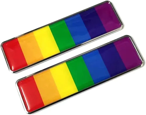 Vista 10 de PTDecals Un par de calcomanías de emblema de arco iris 3D de metal Pride Decals Universal Auto Hogar Oficina Insignia Adhesivo Decal 104.5 * 30mm