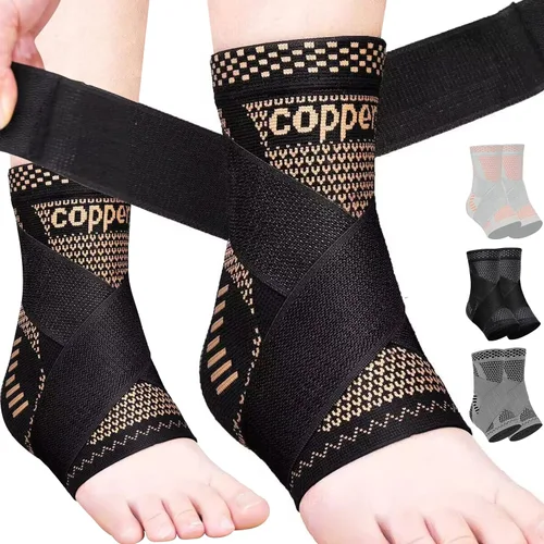 Vista 7 de JIUFENTIAN Tobillera de Cobre para Tendinopatía de Aquiles para Mujeres y Hombres (paquete de 2) - Soporte de Tobillo Transpirable para Esguinces
