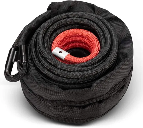 Vista 10 de BUNKER INDUST Cuerda de cabrestante sintética de 3/8 pulgadas x 85 pies, cable de cabrestante de 25000 libras de repuesto con funda protectora