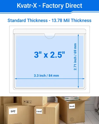 Vista 104 de 30 PCS Clear Self Adhesive Plastic Label Pockets, Top Loading Business & Library Index Card Holders, Peel and Stick Sleeves for Storage Bins, Totes