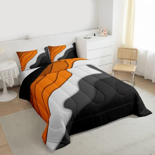 Vista 4 de Erosebridal Juego de ropa de cama abstracta con diseño de olas marinas tamaño Queen, juego de edredón y juegos de ropa de cama con temática de playa