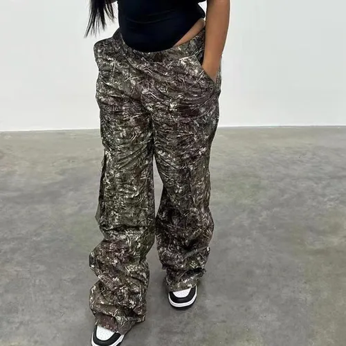 Vista 4 de SHOPESSA Pantalones de yoga para mujer con bolsillos, cintura alta, con cordón, pantalones casuales de pierna ancha, cómodos pantalones de descanso