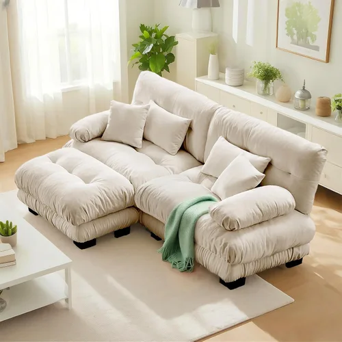 Vista 54 de SoarFlash Moderno sofá reclinable de terciopelo para sala de estar, sofá biplaza para apartamento, sofá de almacenamiento con marco de madera Azul