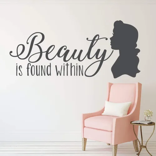Vista 4 de Beauty and the Beast Decoration - Beauty is Found Within Quote from Belle - Children and Teen Home Decor for Bedroom, Girl's Room, Nursery, Bathroom