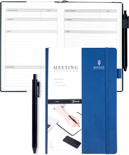 Vista 19 de Cuaderno de Reuniones para Trabajo con Elementos de Acción 5.5×8.5 Tapa Dura Espiral Planificador de Reuniones para Oficina Negocios Notas