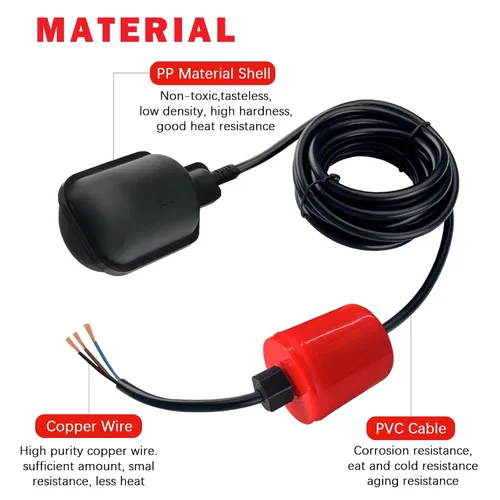 Vista 4 de Interruptor de flotador profesional sin enchufe, controlador de nivel de agua con protección IP68, sensor de líquido de ajuste automático para bomba