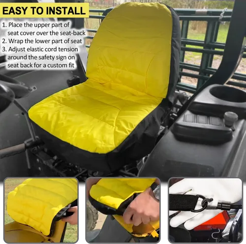 Vista 4 de Funda de Asiento Grande Acolchada con Respaldo de Asiento de Hasta 18'' de Alto Compatible con John Deere LP95233 para Tractor Utilitario Compacto