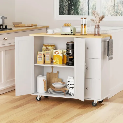 Vista 13 de JY QAQA Isla de cocina de 26 pulgadas con ruedas con armario de almacenamiento, armario de cocina con estantes, asa de carrito para toallero