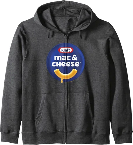 Vista 4 de Heinz Kraft Mac & Cheese Classic Macaroni Big Chest Logo Sudadera con capucha y cremallera, Negro