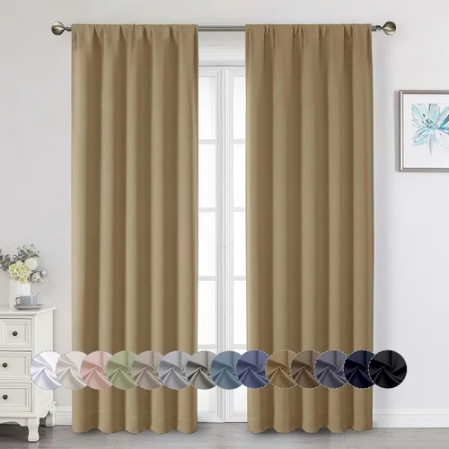 Vista 52 de Cortinas opacas para dormitorio, sala de estar, juego de 2 paneles de 54 pulgadas de largo, cortinas de oscurecimiento de habitación con aislamiento
