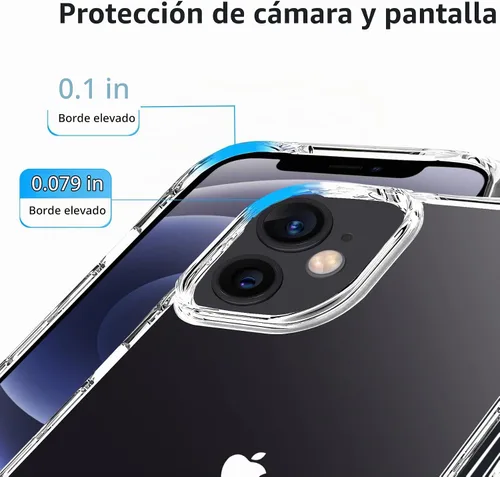 Vista 4 de JJGoo Compatible con iPhone 12 y 12 Pro funda transparente, transparente a prueba de golpes, delgada, antiarañazos, carcasa protectora trasera