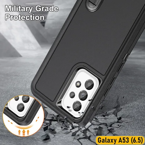 Vista 4 de La funda está especialmente diseñada para Galaxy A53 (5G) de 6.5 pulgadas, protección de cuerpo completo, resistente absorción de golpes, goma