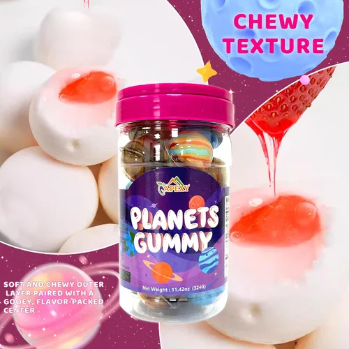 Vista 5 de Apexy Mixed Planets - Dulces Gomosos con Centro Líquido Afrutado Sin Grasa, Divertidos y Deliciosos Dulces Temáticos del Espacio Ideales