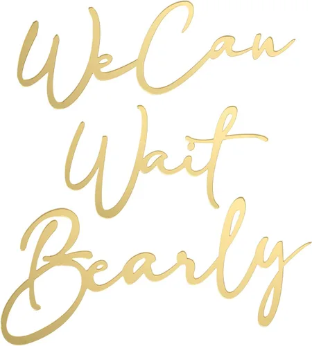 Vista 4 de We Can Bearly Wait - Dije de acrílico dorado para tartas, baby shower/baby bear temático fiesta / revelación de género suministros de decoración