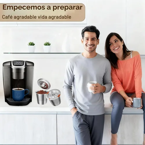 Vista 2 de Cápsulas de café reutilizables K Cups para Keurig: filtro de café K Cups recargables de acero inoxidable completo compatible con cafeteras 1.0 y 2.0