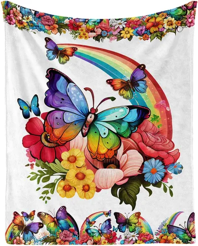 Vista 14 de Manta de mariposa de 40 x 30 pulgadas, franela con temática de mariposas lindas y coloridas, manta suave para siesta en el hogar, oficina