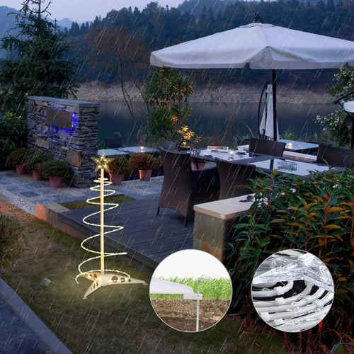 Vista 6 de Yescom Munchkin - Luz LED en espiral para árbol de 2 pies, 79 luces LED, batería para interiores, exteriores, camino, fiesta, fiesta, decoración