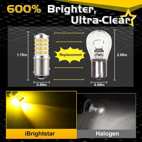 Vista 2 de iBrightstar Bombillas LED Super Bright 1157 2057 2357 7528 BAY15D P21/5W Switchback con proyector de repuesto para luces de circulación diurna/DRL