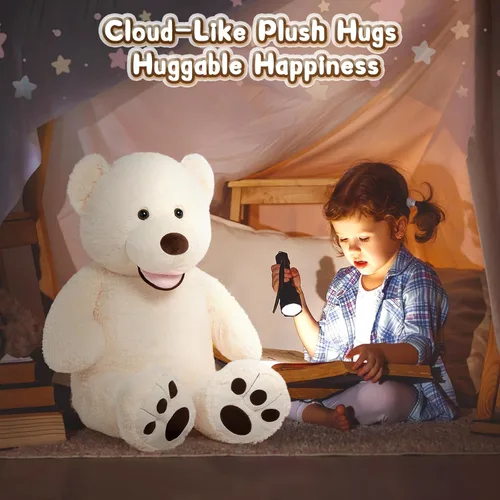 Vista 3 de MorisMos Oso de Peluche Gigante, Oso de 39 Pulgadas, Animales de Peluche Grandes con Huellas Grandes, Osos de Peluche de Regalo para Niños