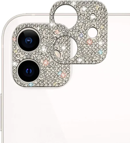 Vista 13 de Protector de lente brillante para iPhone 12 Pro Max, cubierta de cámara con purpurina 3D, diamantes de imitación, puntos brillantes, decoración