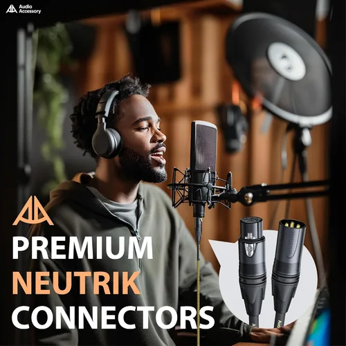 Vista 2 de AA AUDIO ACCESSORY Serie Oro Cables XLR Star Quad de 1.5 pies, Conectores Neutrik, Cable de micrófono 19AWG, Cable de micrófono trenzado en nylon