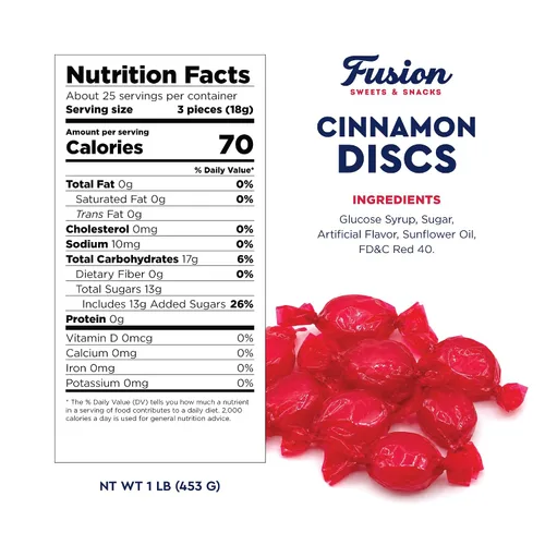 Vista 2 de Cinnamon Discs - Caramelos duros a granel, 1 libra, rojo, envueltos individualmente Envueltos individualmente, aproximadamente 75 piezas