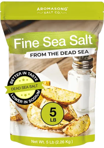 Vista 9 de Aromasong Sal marina 100% natural del mar Muerto, sal de mesa de grano fino, bolsa resellable de 2.43 libras, 100% pura y natural, sin refinar, sin