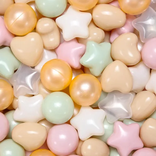 Vista 16 de STARBOLO Pelotas de bolas con forma de corazones de estrella para niños pequeños – 50, 100, 200, 500, bolas de juguete de plástico, formas