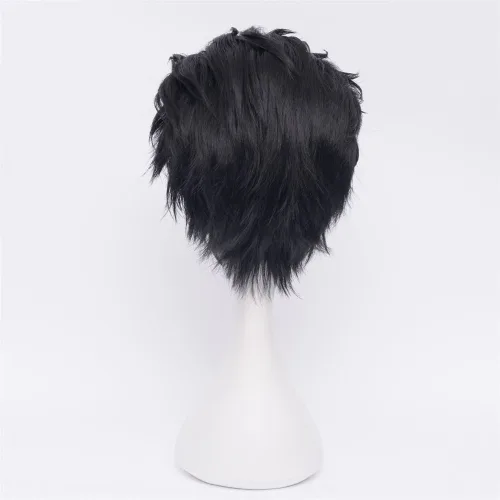 Vista 5 de COSPLAZA Peluca corta de cosplay de los hombres negros del anime resistente al calor del pelo completo del hombre Halloween partido pelucas