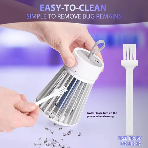 Vista 7 de Exterminador de mosquitos, recargable con rejilla de seguridad para el hogar y campamento, diseño inalámbrico de carga USB, mata insectos con luz