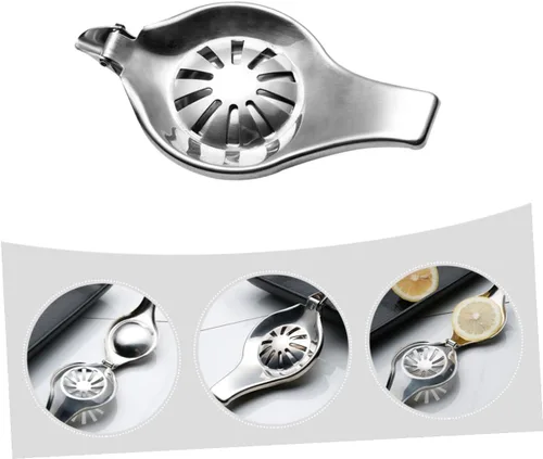 Vista 8 de NUOBESTY Exprimidor manual de limón de acero inoxidable, exprimidor de frutas resistente, prensa de cítricos multifuncional para uso doméstico