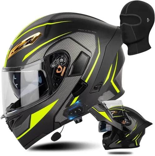 Vista 22 de AAREG - Casco de motocicleta con bluetooth, visera frontal abatible aprobada por DOT/ECE, viseras antivaho duales, para adultos, hombres, mujeres