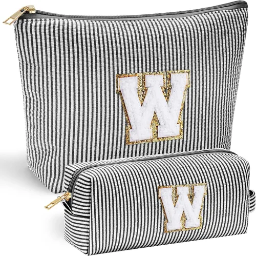 Vista 68 de YOOLIFE Regalos del Día de la Madre para Mujeres, Bolsa de Maquillaje con Iniciales, Bolsa de Maquillaje para Viaje, Bolsa de Maquillaje Negro