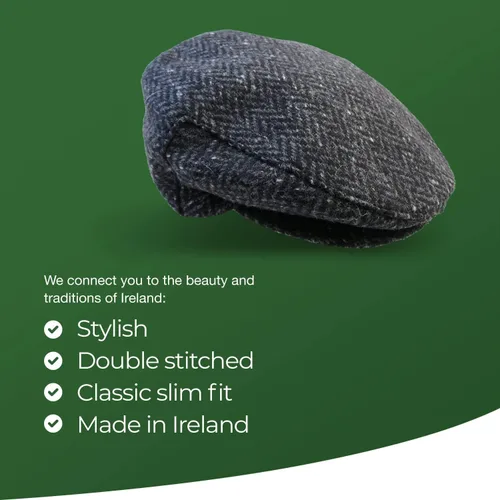 Vista 4 de Irish Newsboy - Gorra plana para hombre, hecha en Irlanda, 100% lana irlandesa